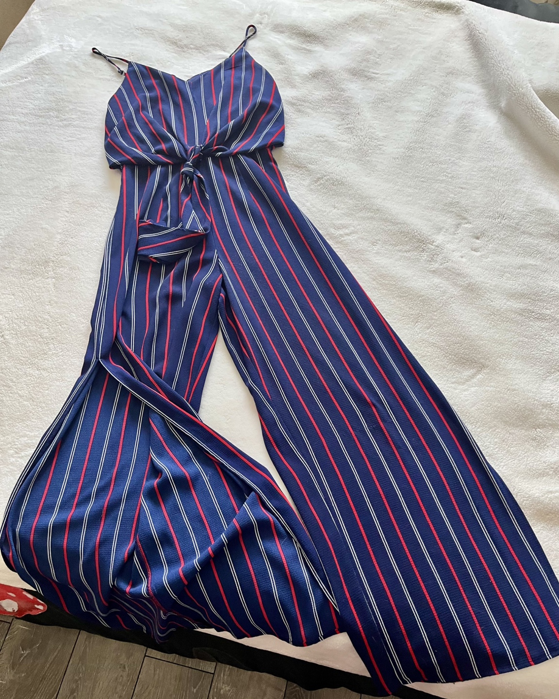 Women’s Navy and Red Striped Jumpsuit
