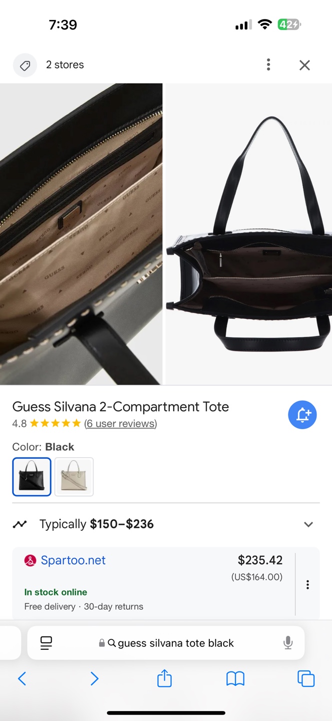 Guess Silvana 2-Compartment Tote - Black - photo 5