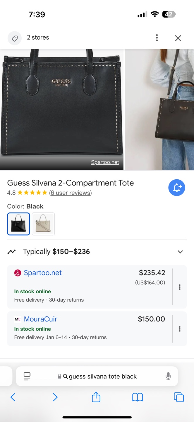 Guess Silvana 2-Compartment Tote - Black - photo 4