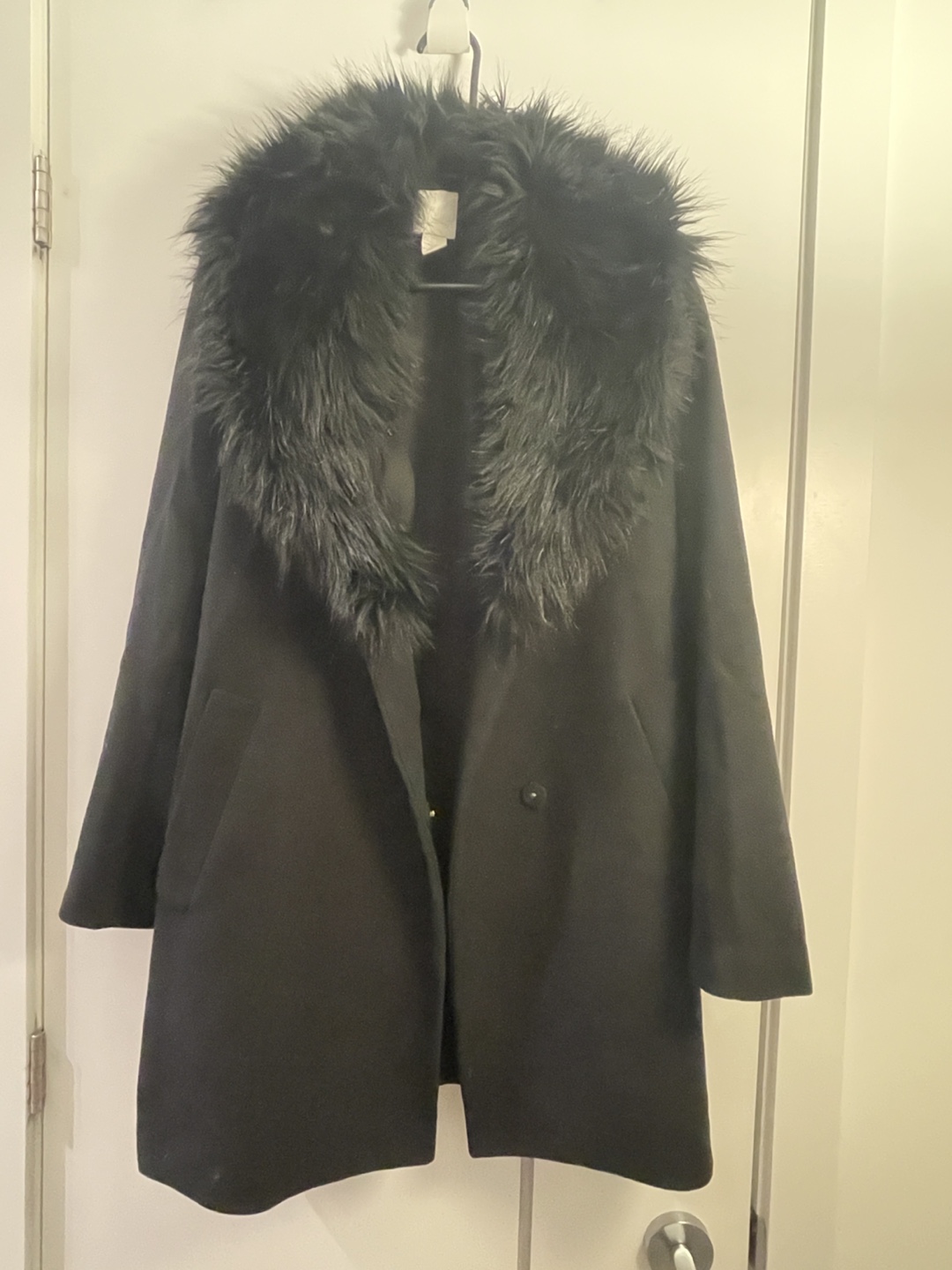Move out sell- Zara Black Faux Fur Collar Coat - Size M - photo 2