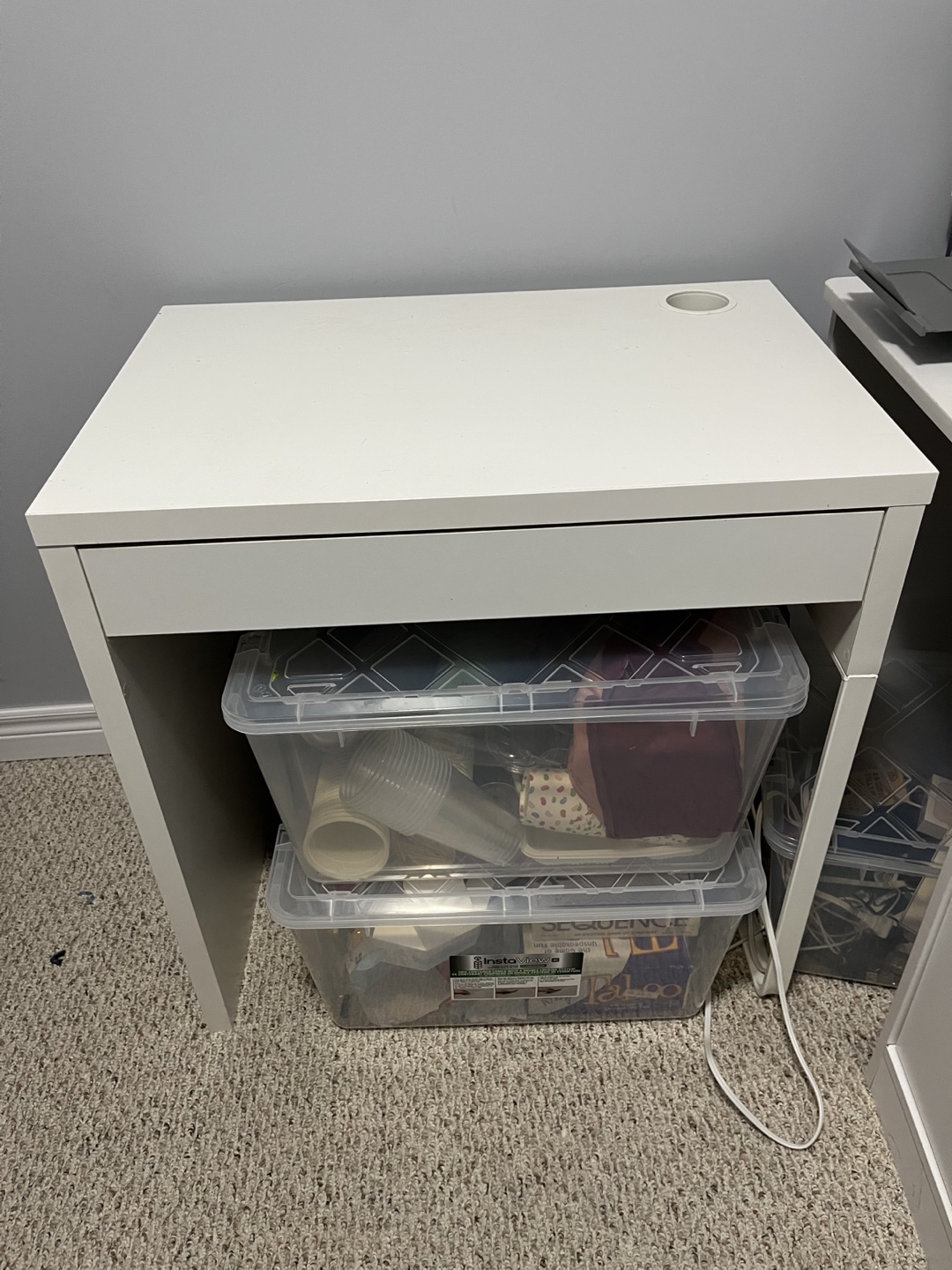IKEA White Computer Desk with Cable Management
