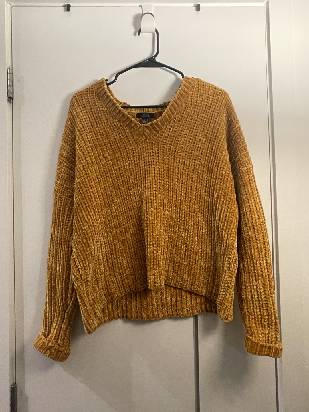 Urban Heritage Mustard Yellow Velvet Knit Sweater