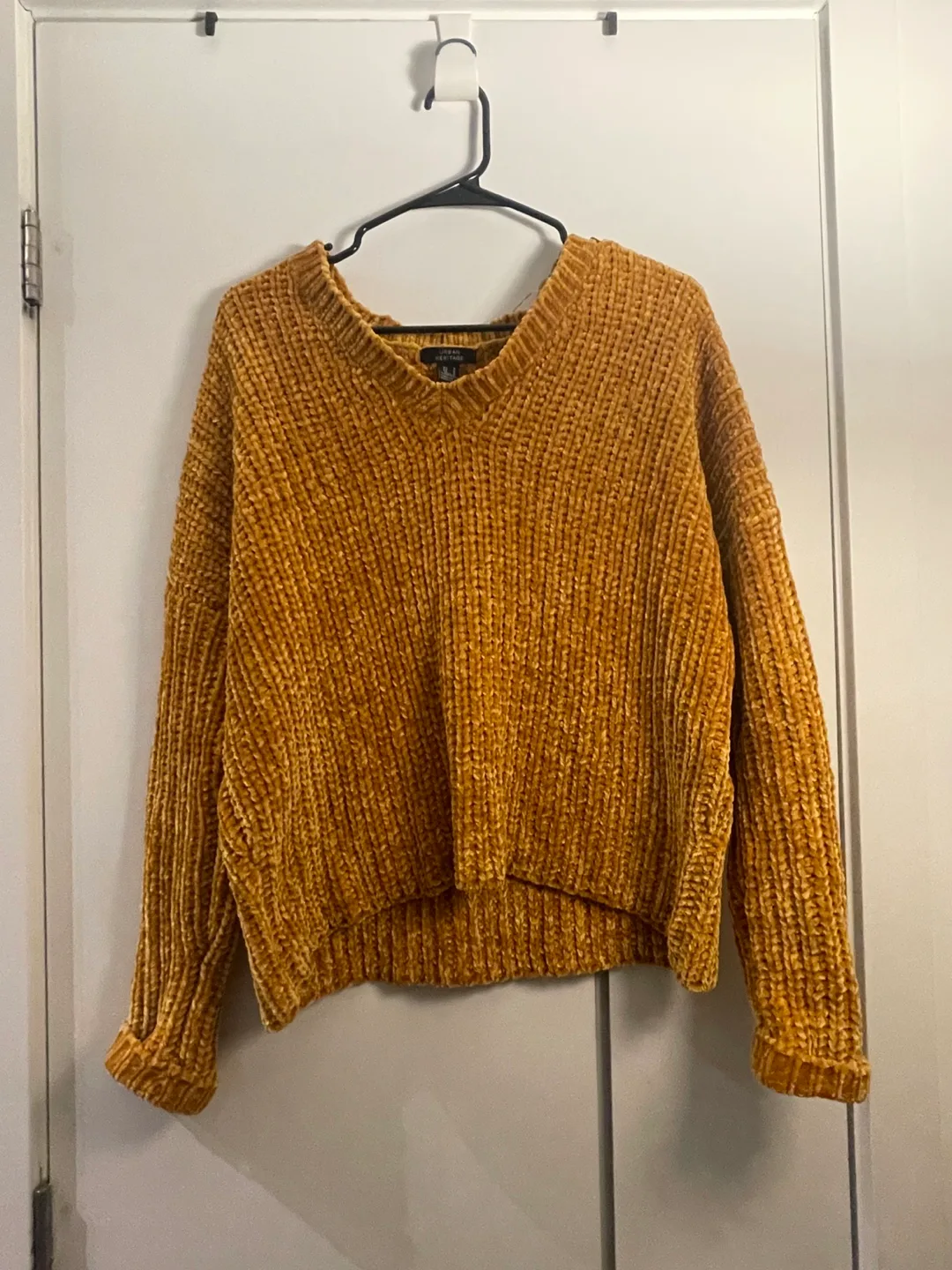 Urban Heritage Mustard Yellow Velvet Knit Sweater thumbnail