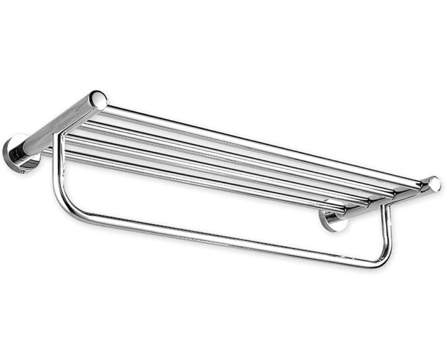 Chrome Bathroom Towel Rack with Shelf - photo 2