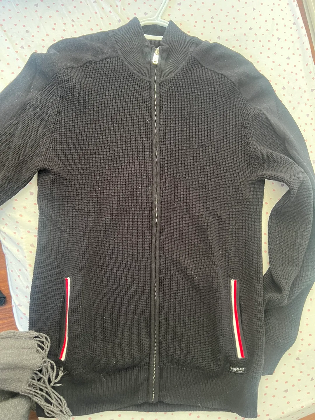 Threadbare Men's Black Zip-Up Knitted Cardigan Sweater thumbnail