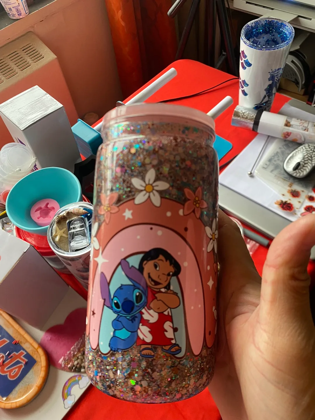Custom Glitter Tumbler with Disney Characters image indicator(2)