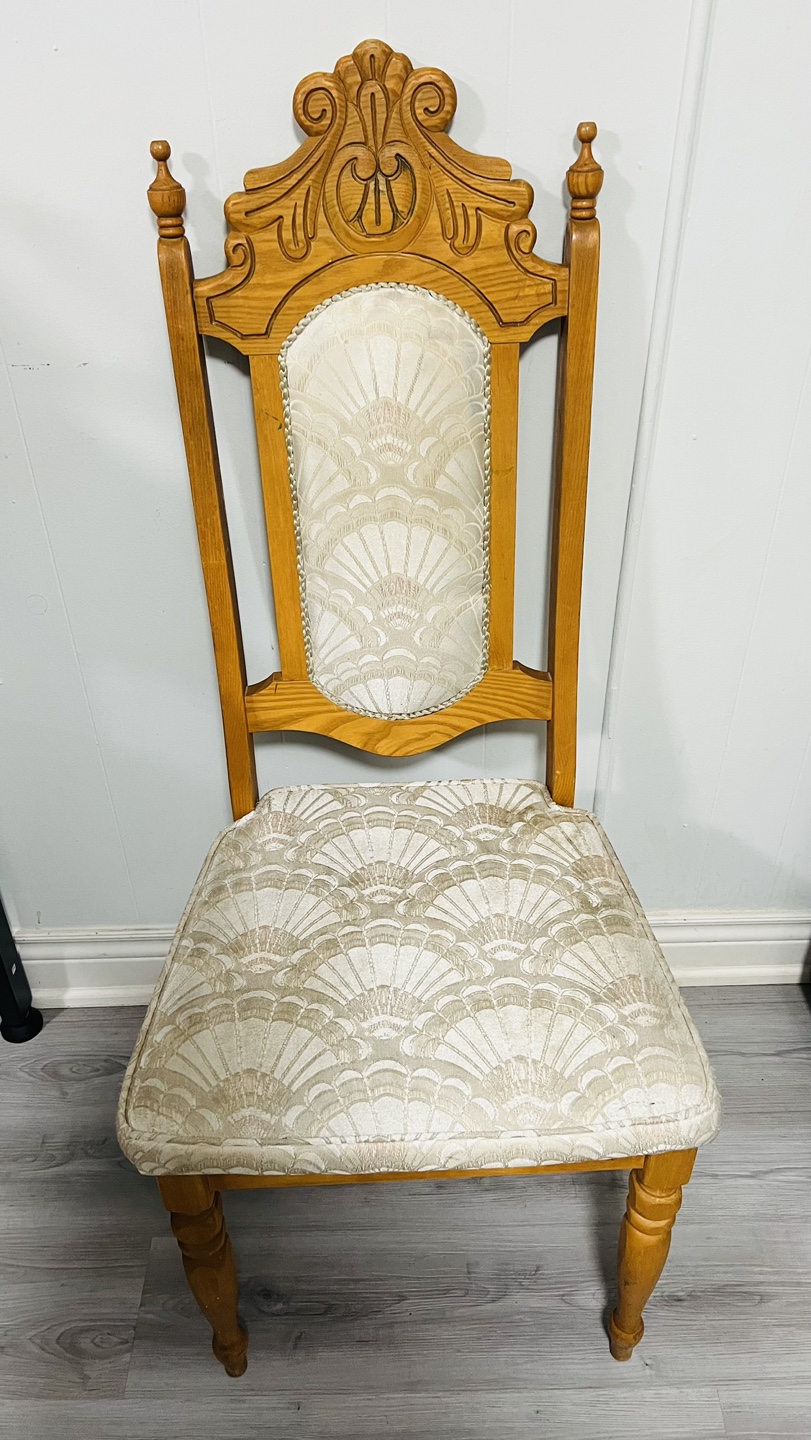 Vintage Wooden Dining Chair with Upholstered Seat