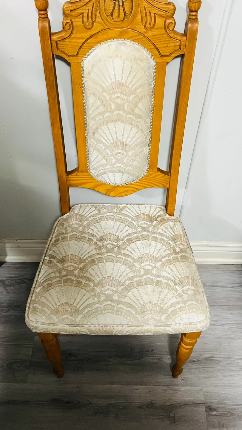 Vintage Wooden Dining Chair with Upholstered Seat image indicator(4)