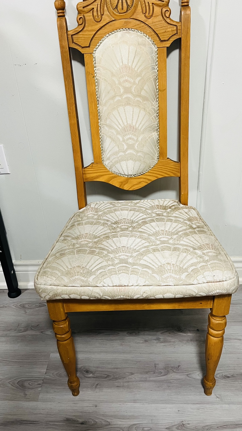 Vintage Wooden Dining Chair with Upholstered Seat - photo 2