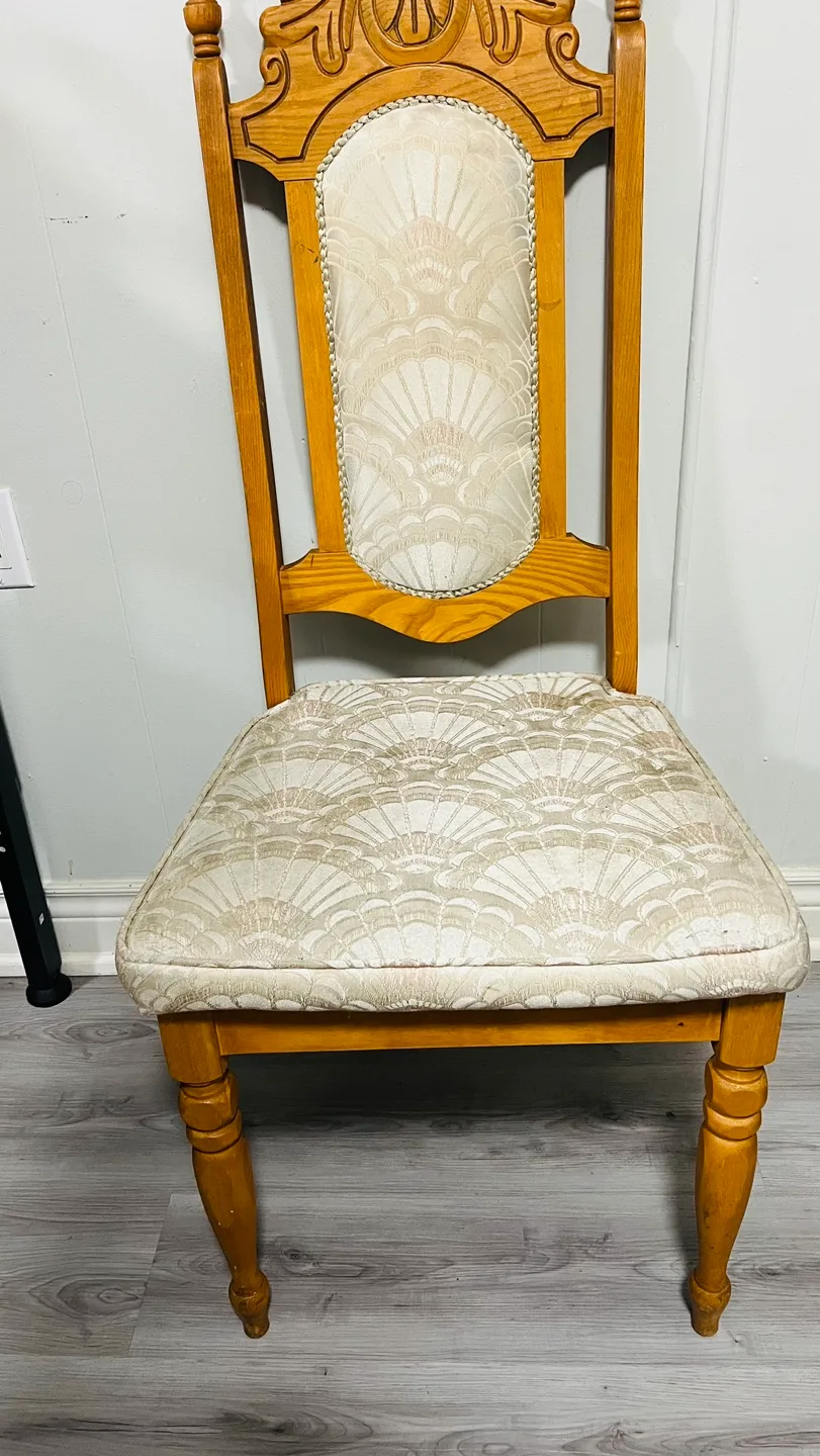 Vintage Wooden Dining Chair with Upholstered Seat image indicator(2)