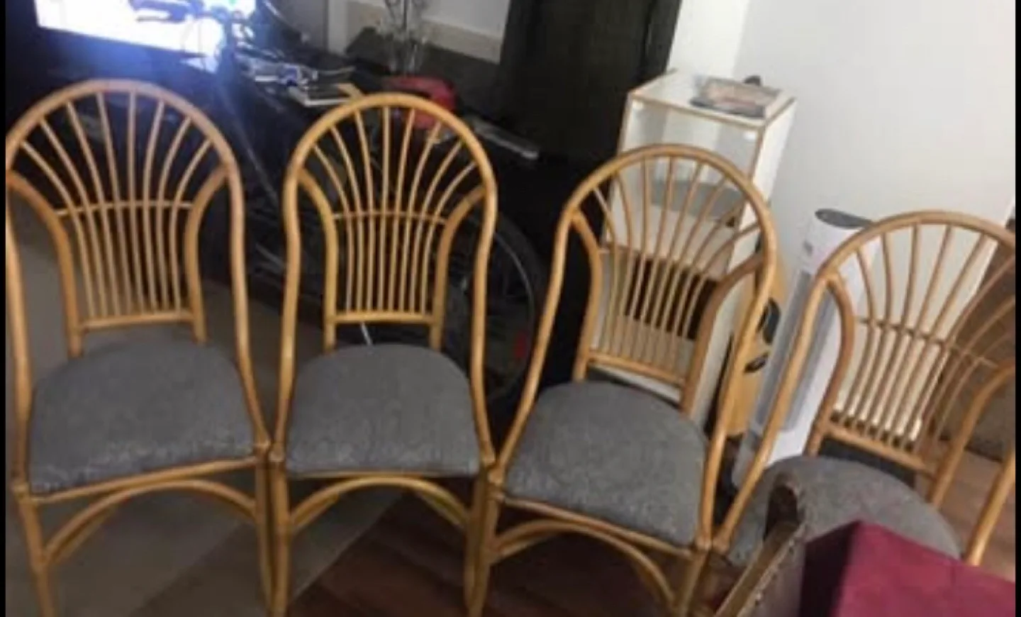 Set of Four Rattan bamboo Dining Chairs thumbnail
