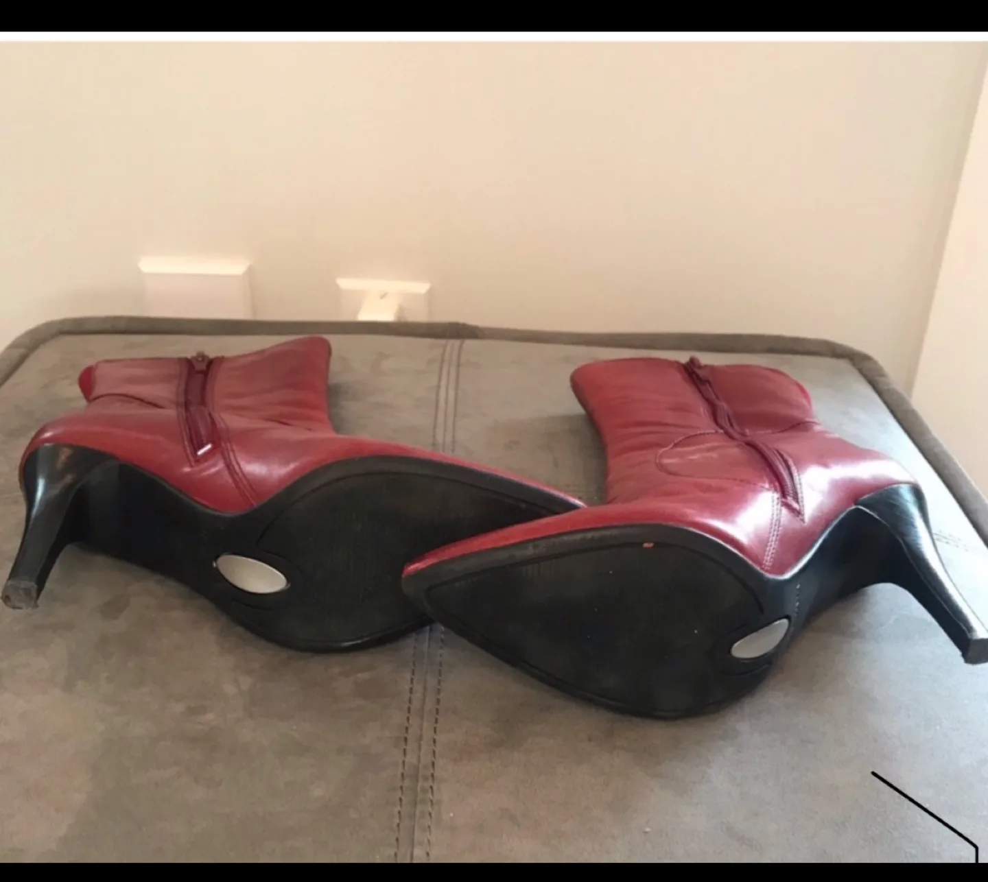 Size 6, Red Leather Stiletto Boots image indicator(3)