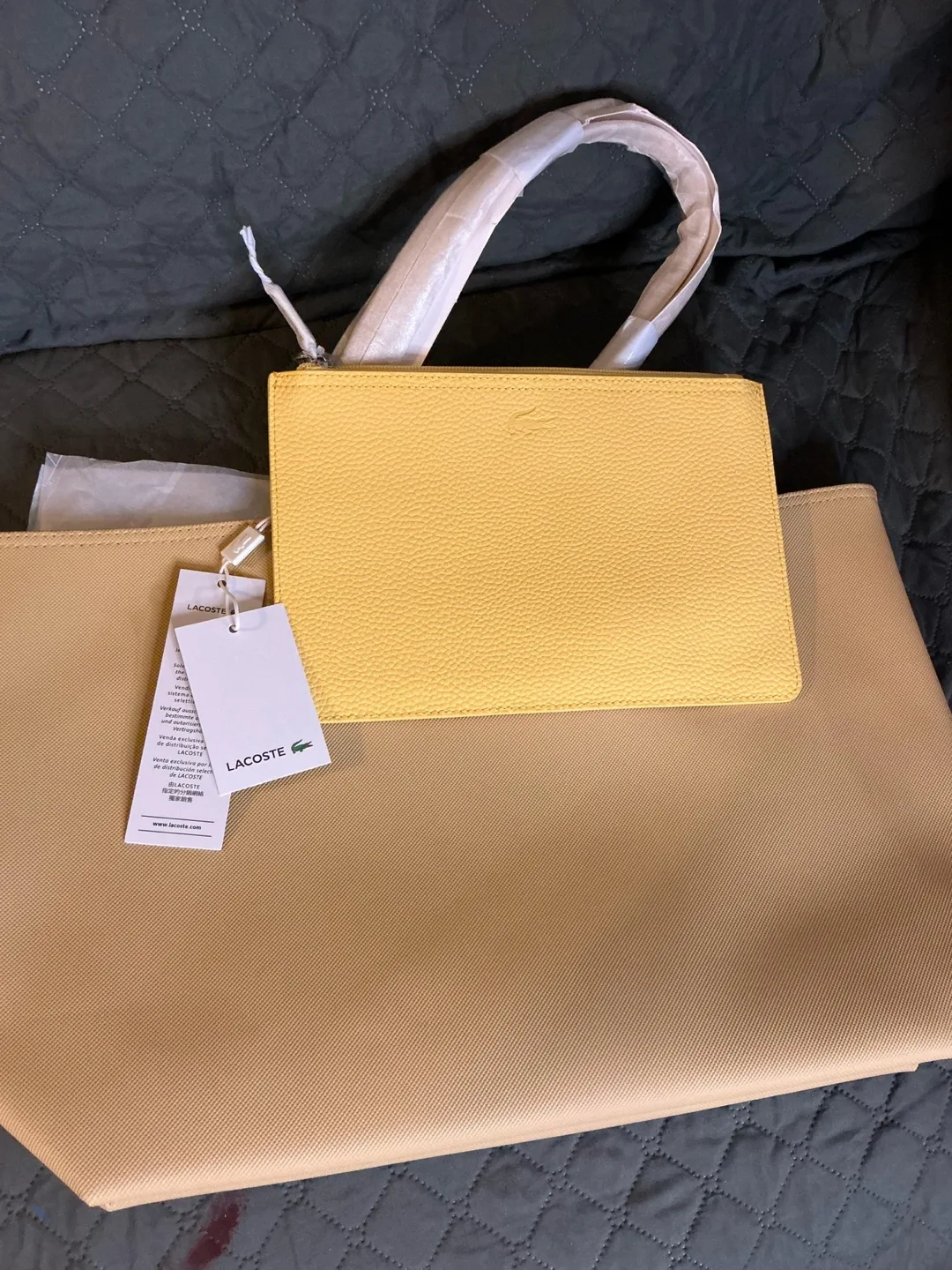 Reversible Lacoste Women's Pale Yellow Tote Bag with Pouch image indicator(2)