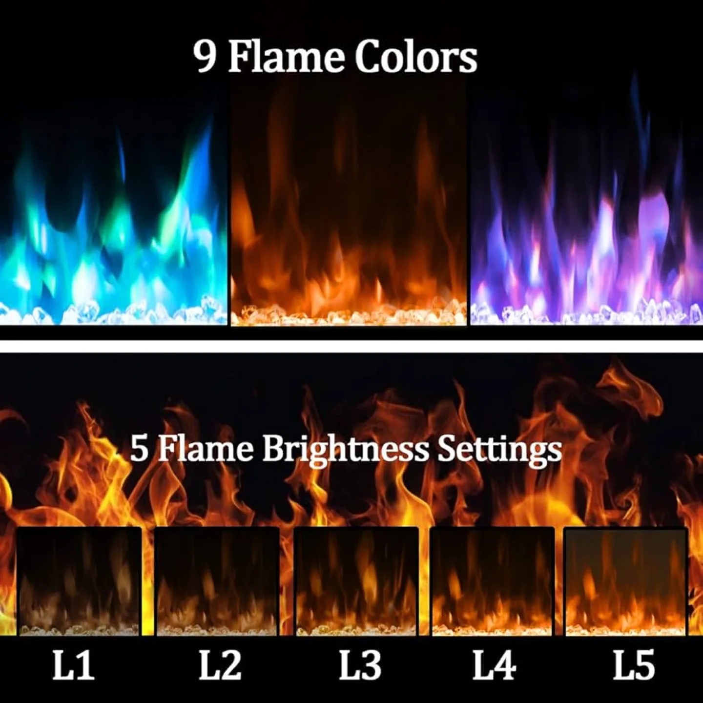 40" Electric Fireplace Insert with Remote image indicator(4)