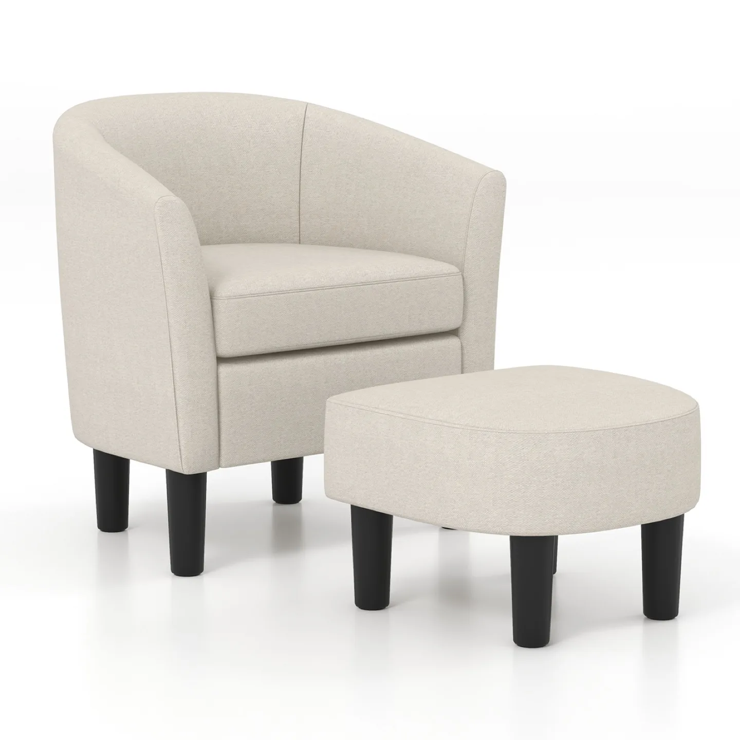 Cream Accent Chair and Ottoman Set thumbnail