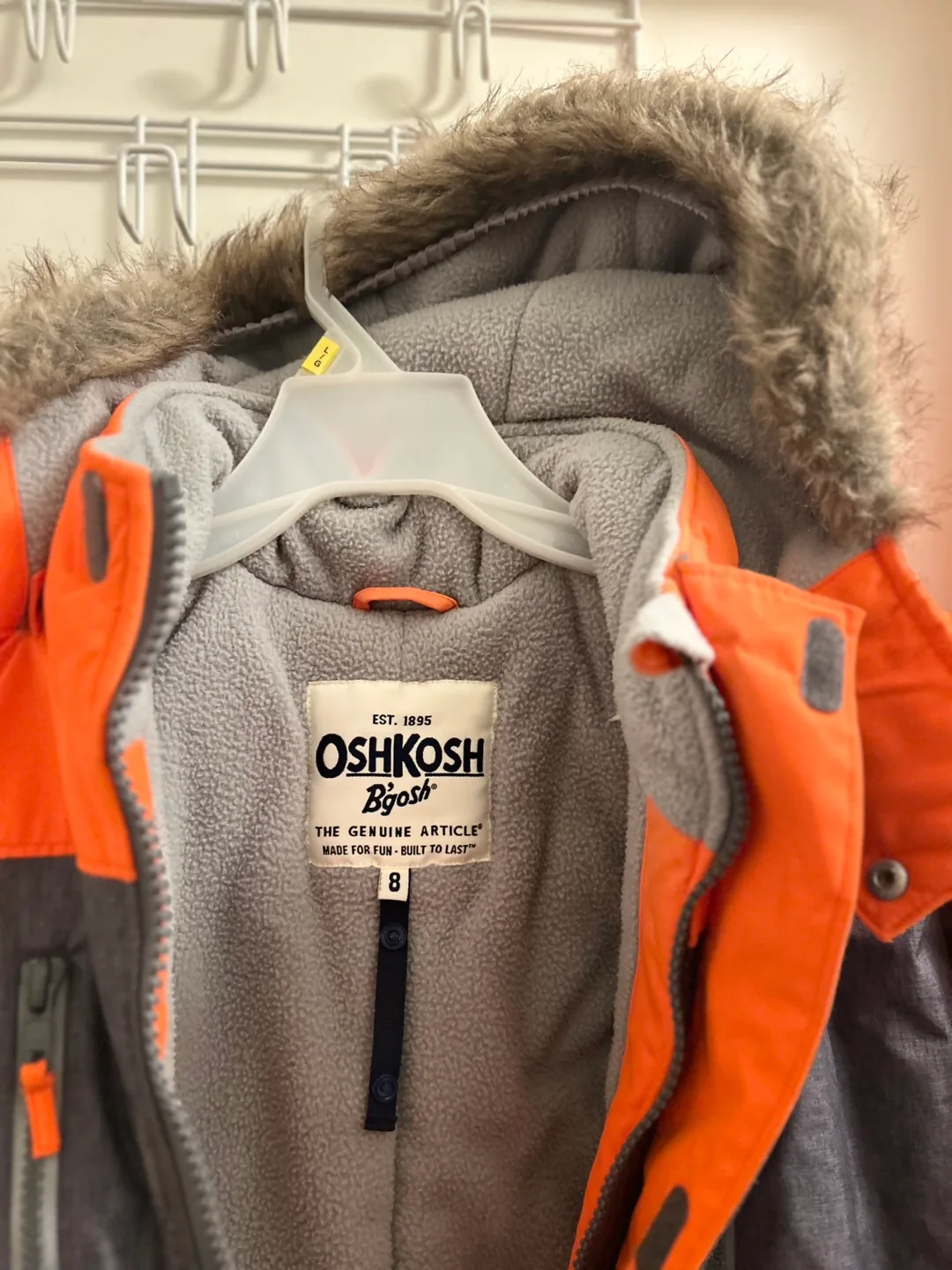 OshKosh B'Gosh Boys' Size 8 Ski Suit - Orange & Grey image indicator(3)