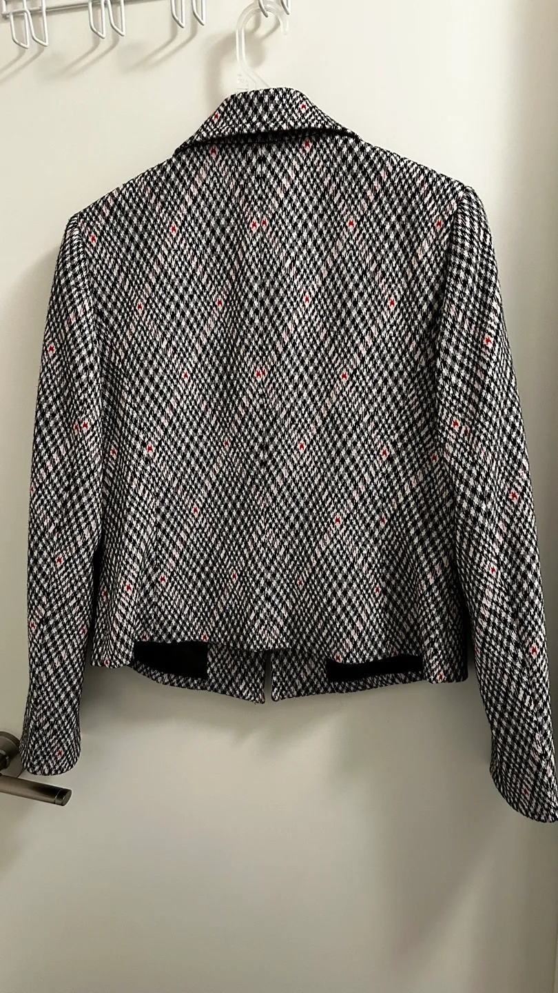 Nine West Women's Black and White Houndstooth Blazer Jacket image indicator(2)