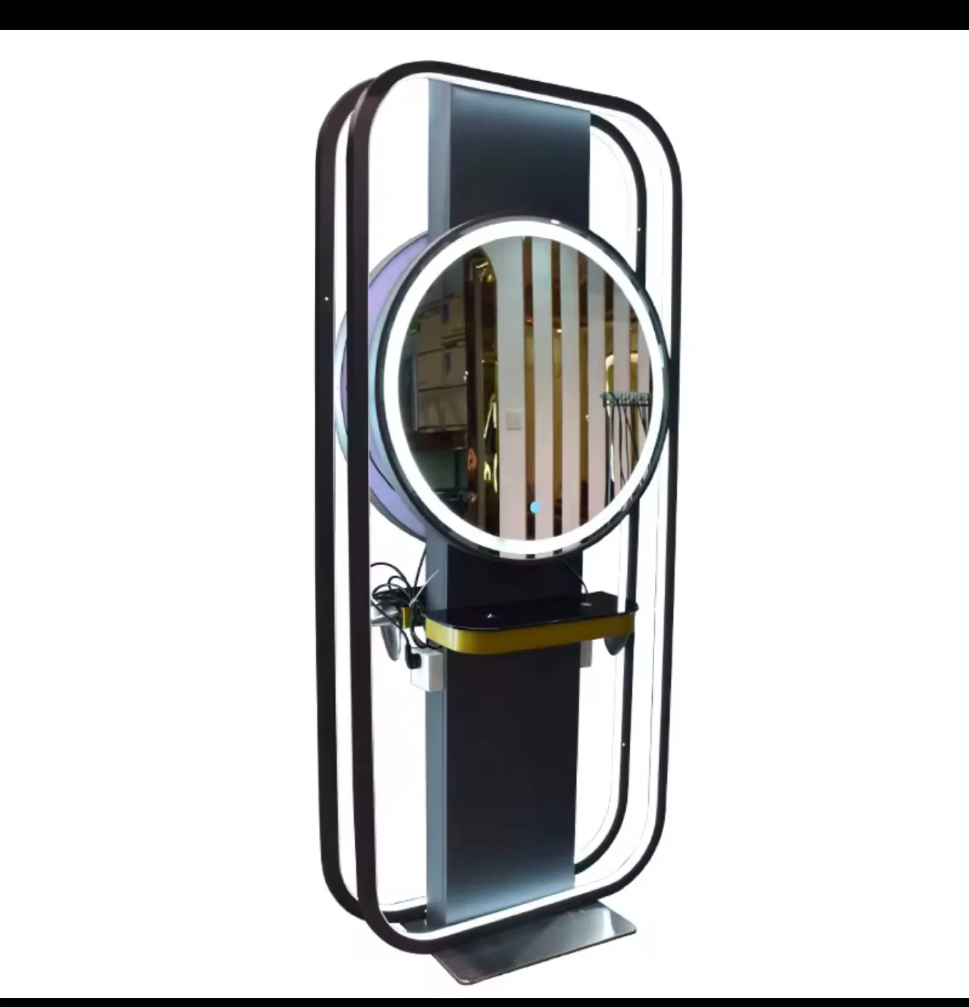 Modern Hair Salon Station Mirror with LED Lighting image indicator(2)