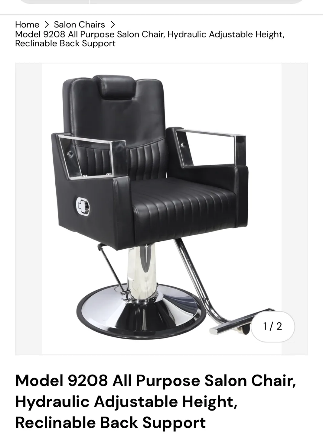 Salon Chair - Model 9208 - Hydraulic, Reclinable image indicator(2)