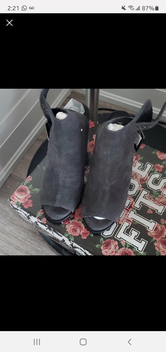 Jeffrey Campbell Grey Suede Peep-Toe Booties - photo 3