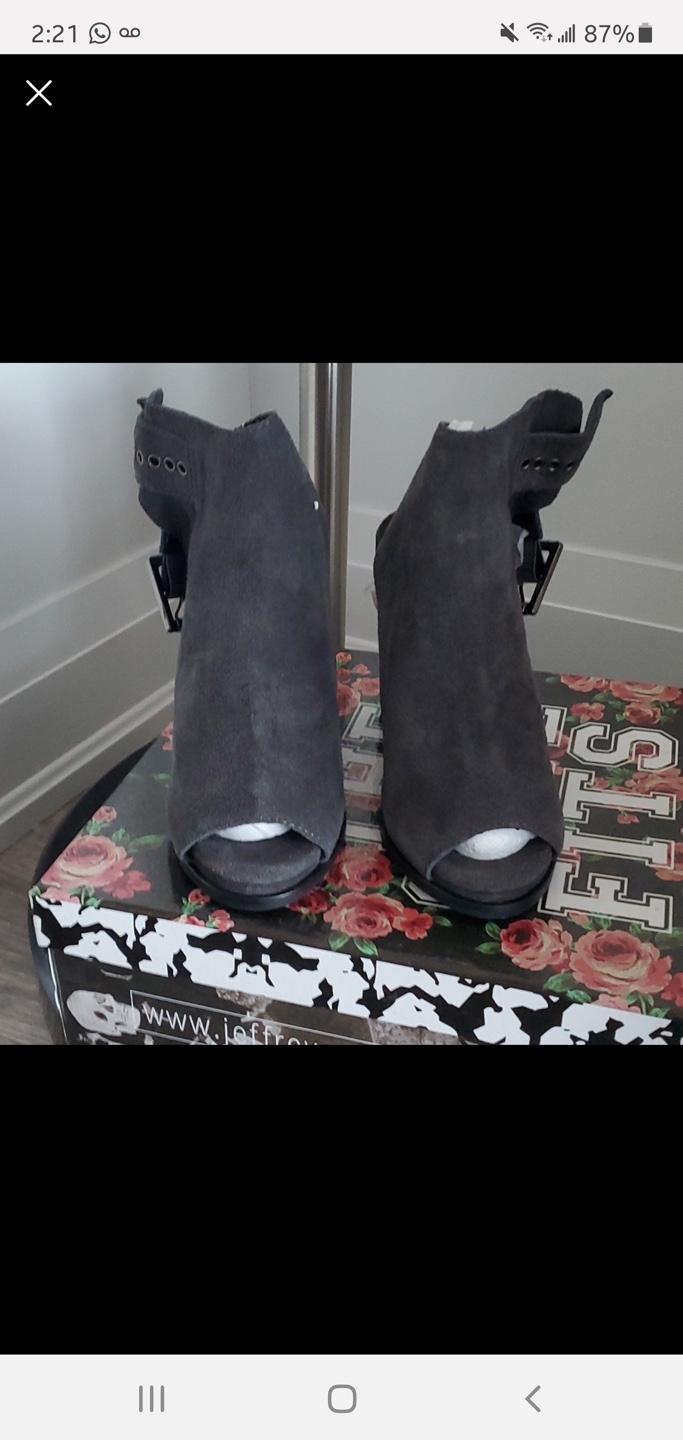 Jeffrey Campbell Grey Suede Peep-Toe Booties - photo 2