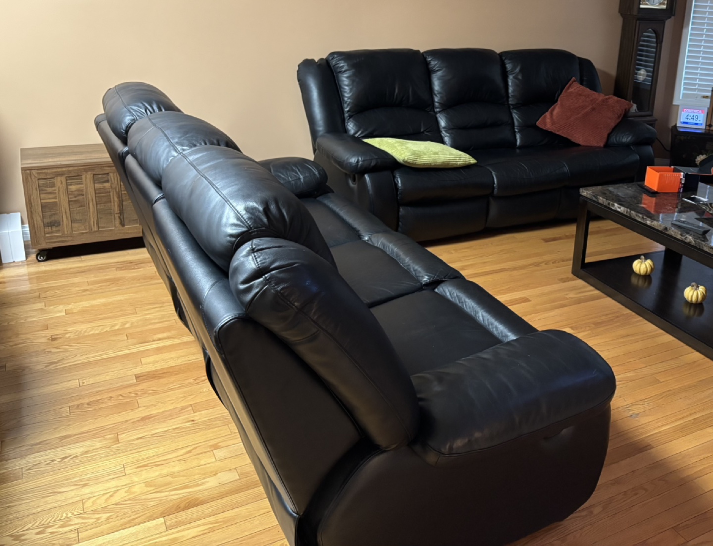 Black/Dark Brown Leather Reclining Couches