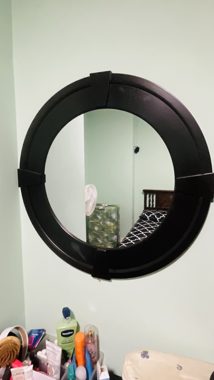 Round Black Framed Wall Mirror