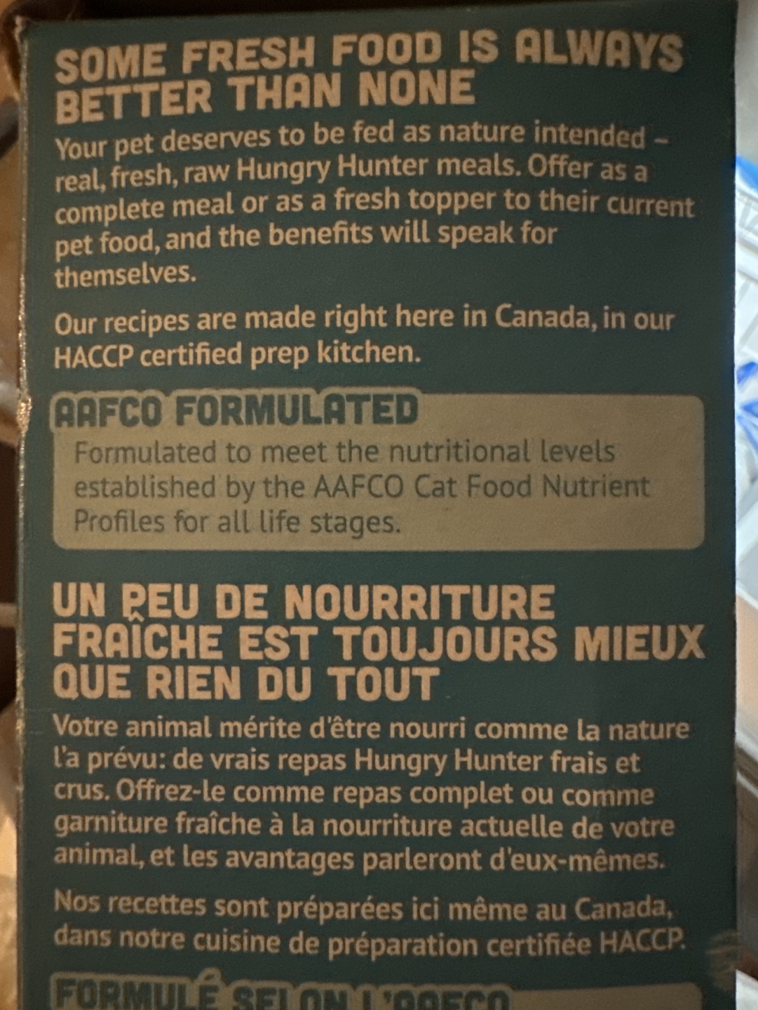 Hungry Hunter Raw Chicken & Beef Cat Food - 1/2 lb Pouches*3 - photo 2