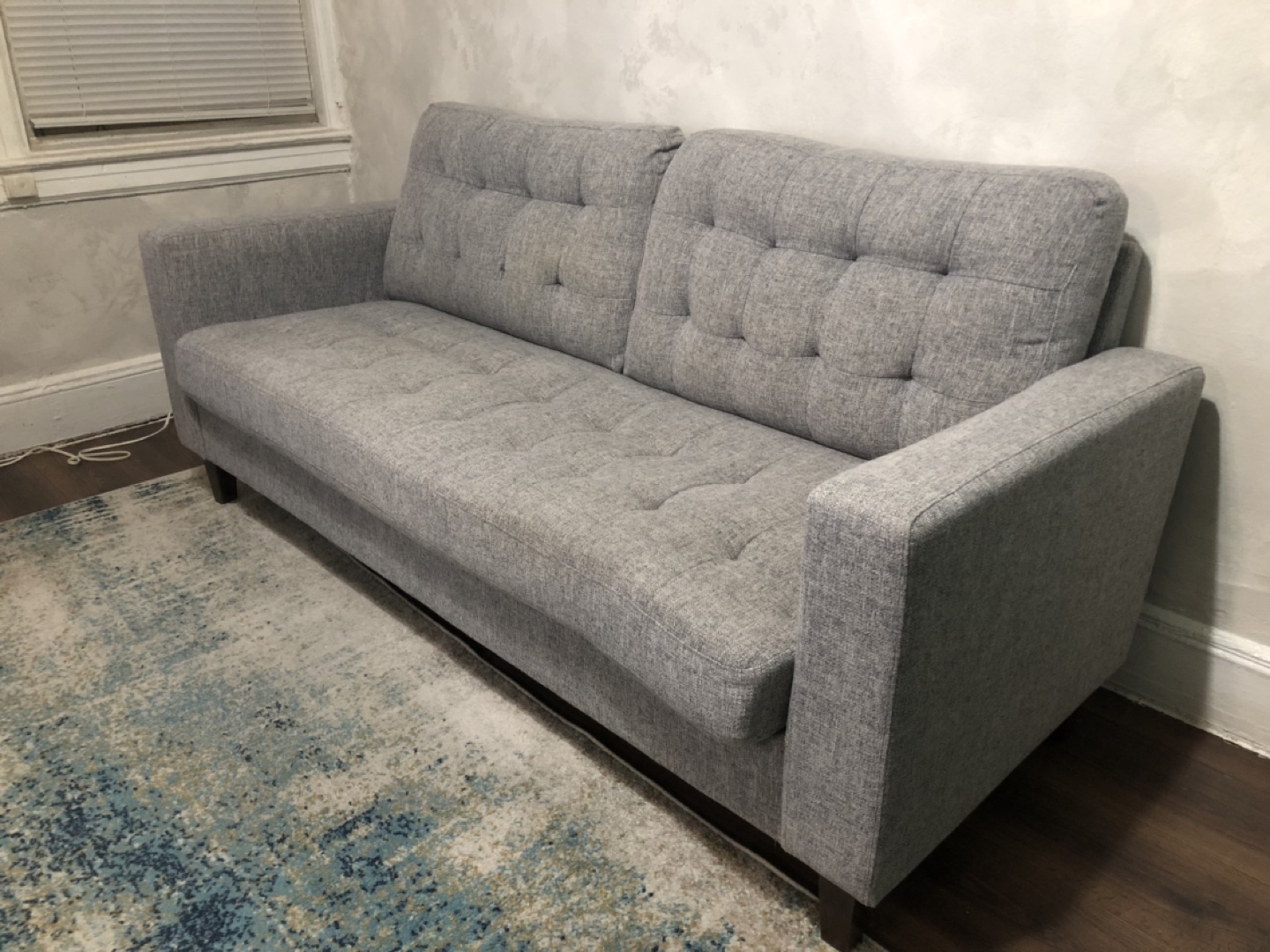 76 in Gray Tufted Sofa