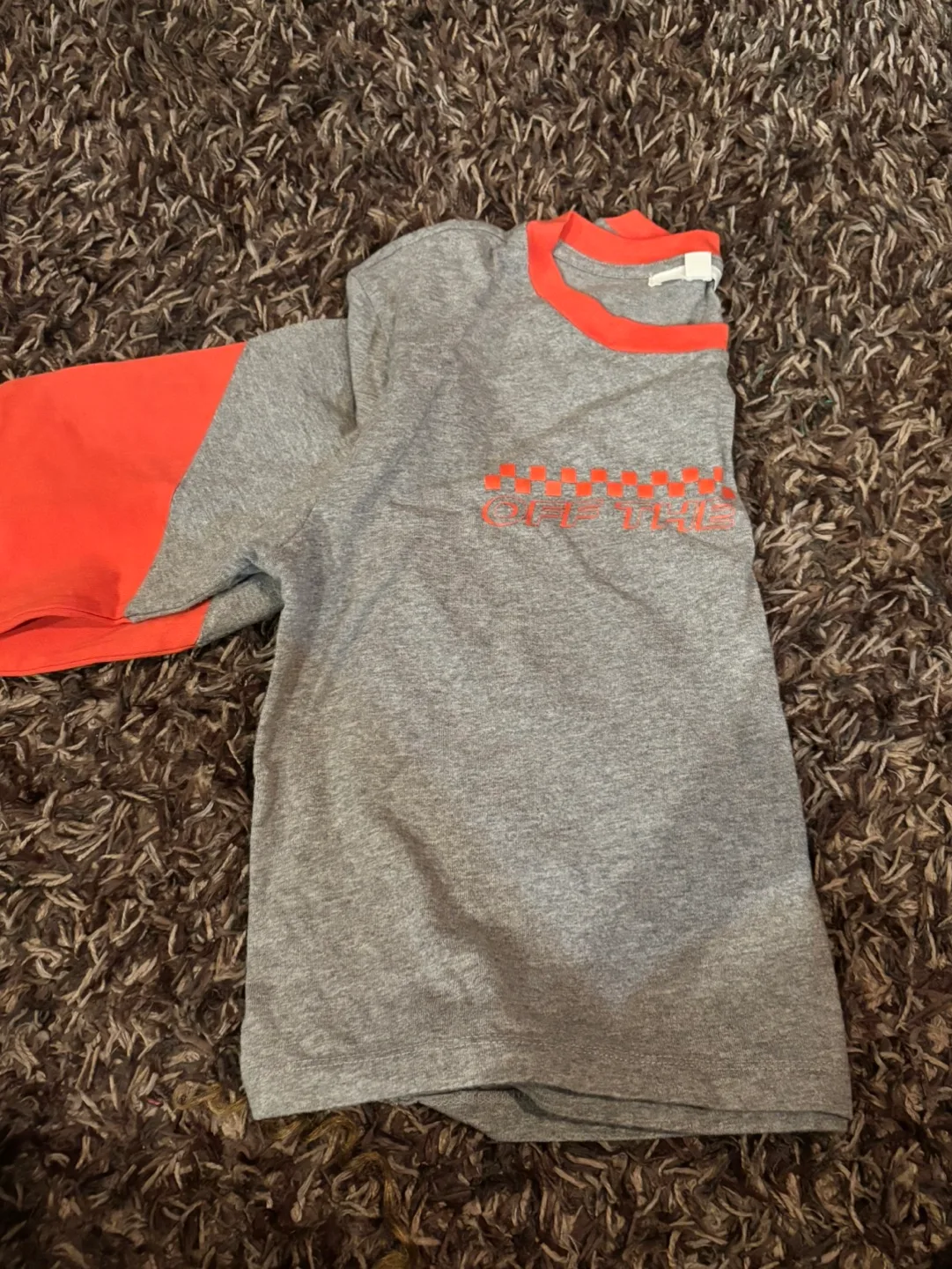Vans Off The Wall Grey and Orange T-Shirt thumbnail
