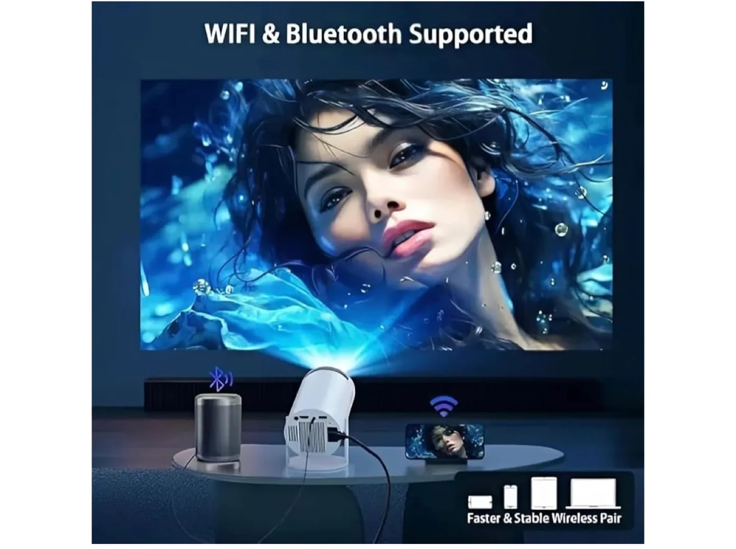 Mini Portable Projector with WiFi & Bluetooth image indicator(3)