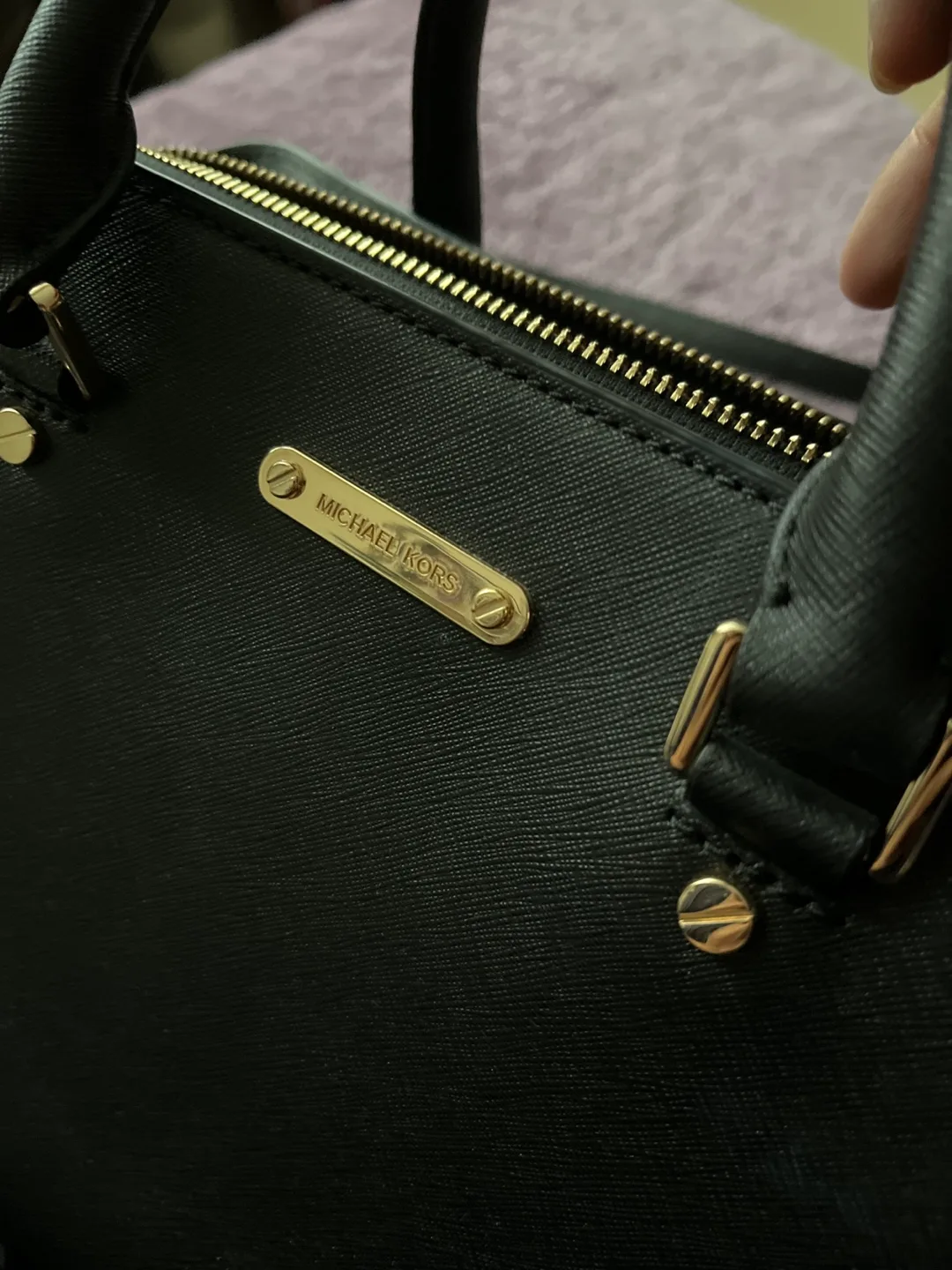 Michael Kors Black Leather Satchel Handbag image indicator(4)