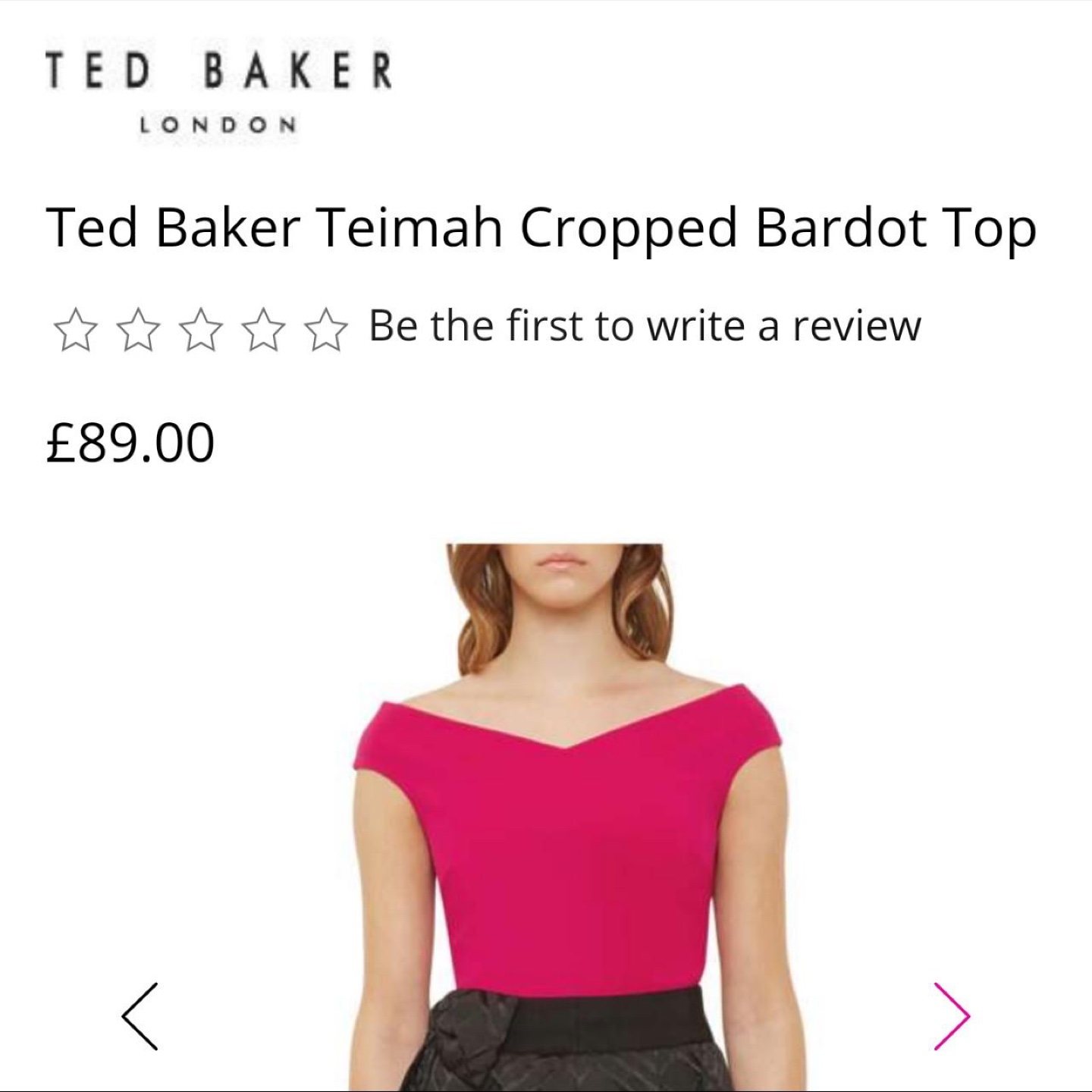 Ted Baker Teimah Cropped Bardot Top
