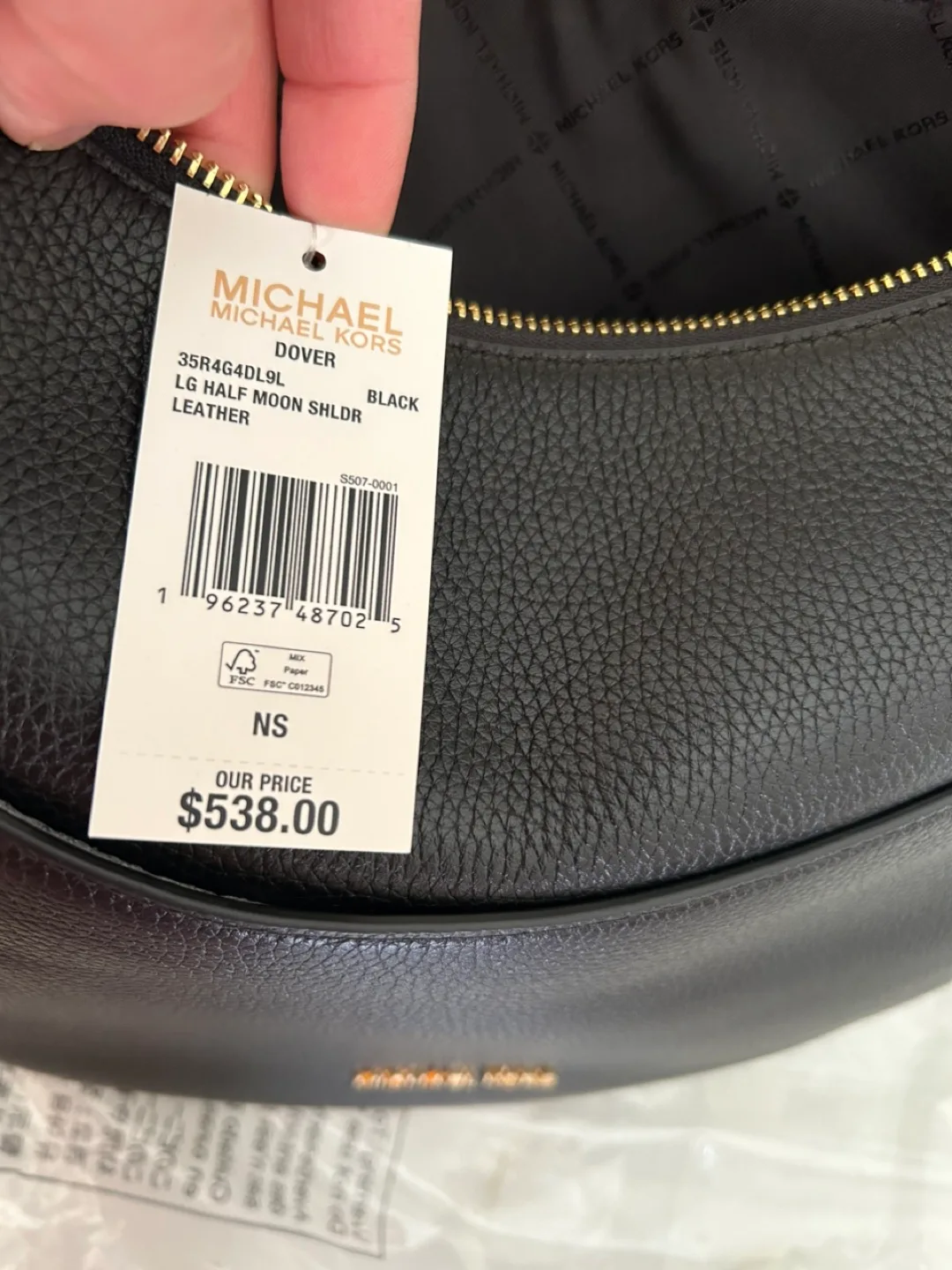 Michael Kors Dover Half Moon Shoulder Bag - Black Leather image indicator(2)