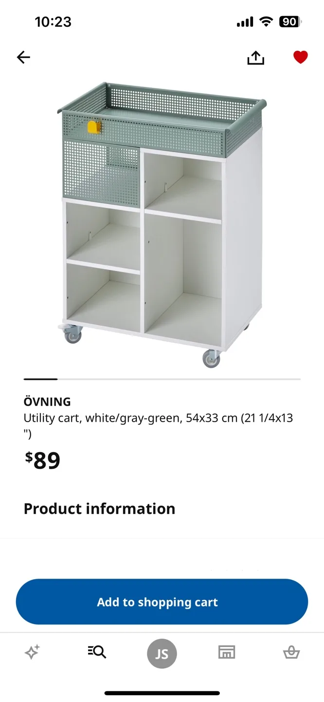 IKEA ÖVNING Utility Cart - White/Gray-Green
