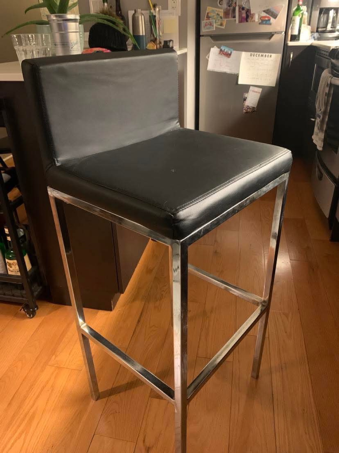 Black Leather Bar Stool - photo 3