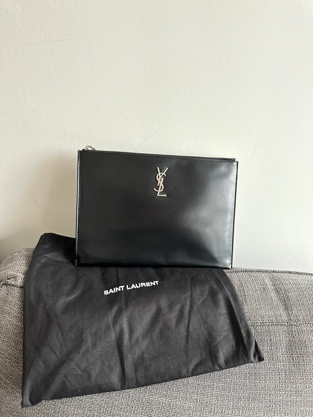 Saint Laurent Black Leather Clutch