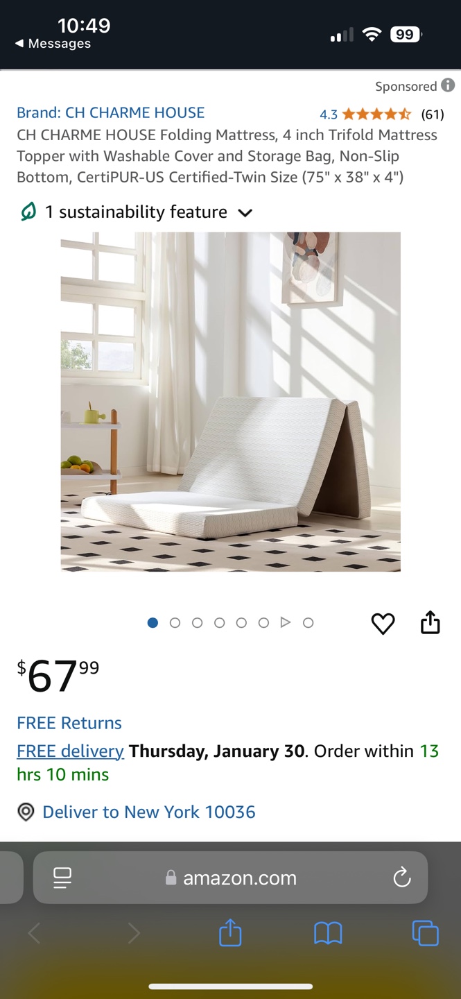 CH CHARME HOUSE Trifold Mattress