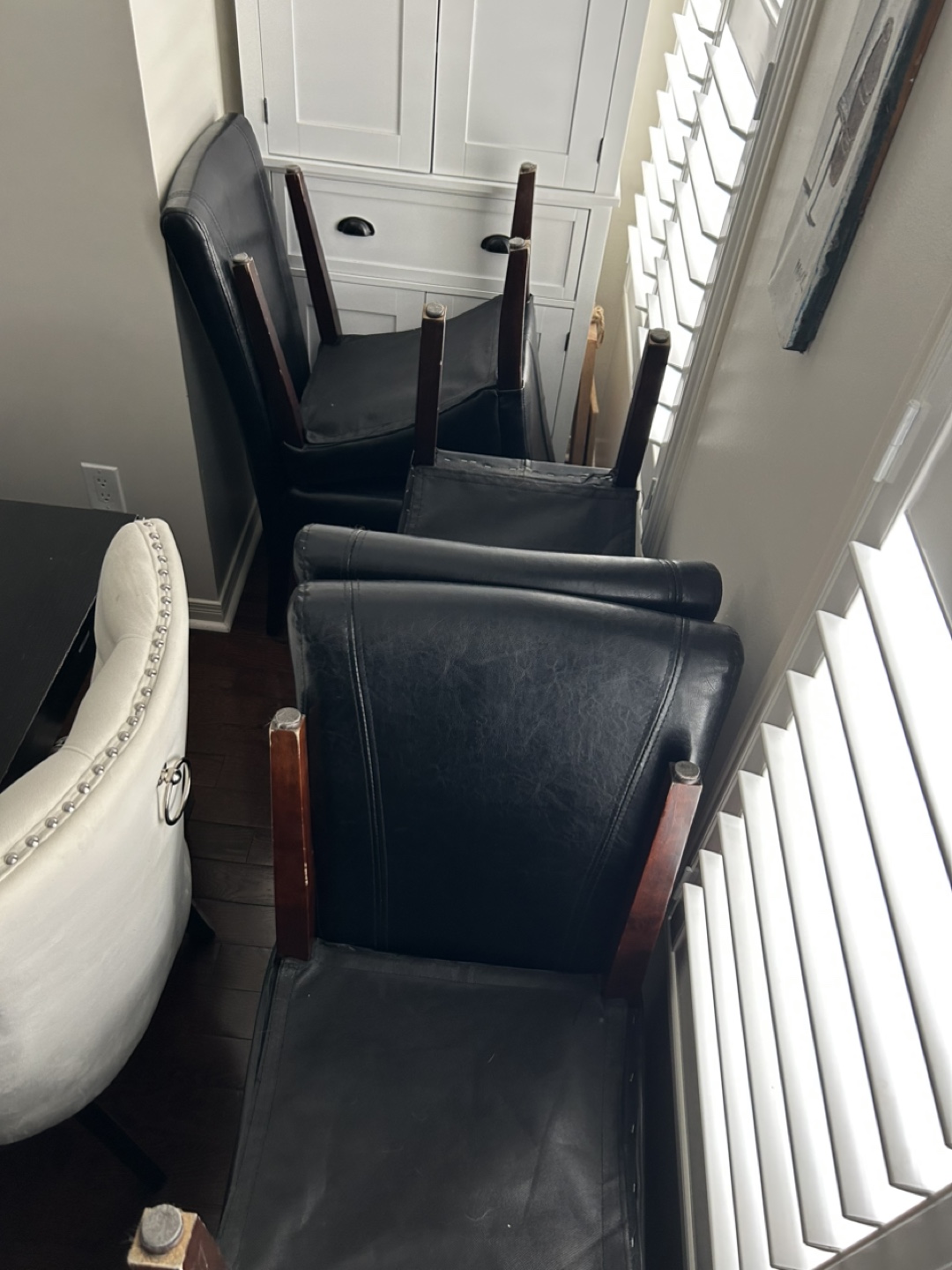 6 Black Faux Leather Dining Chairs - photo 3