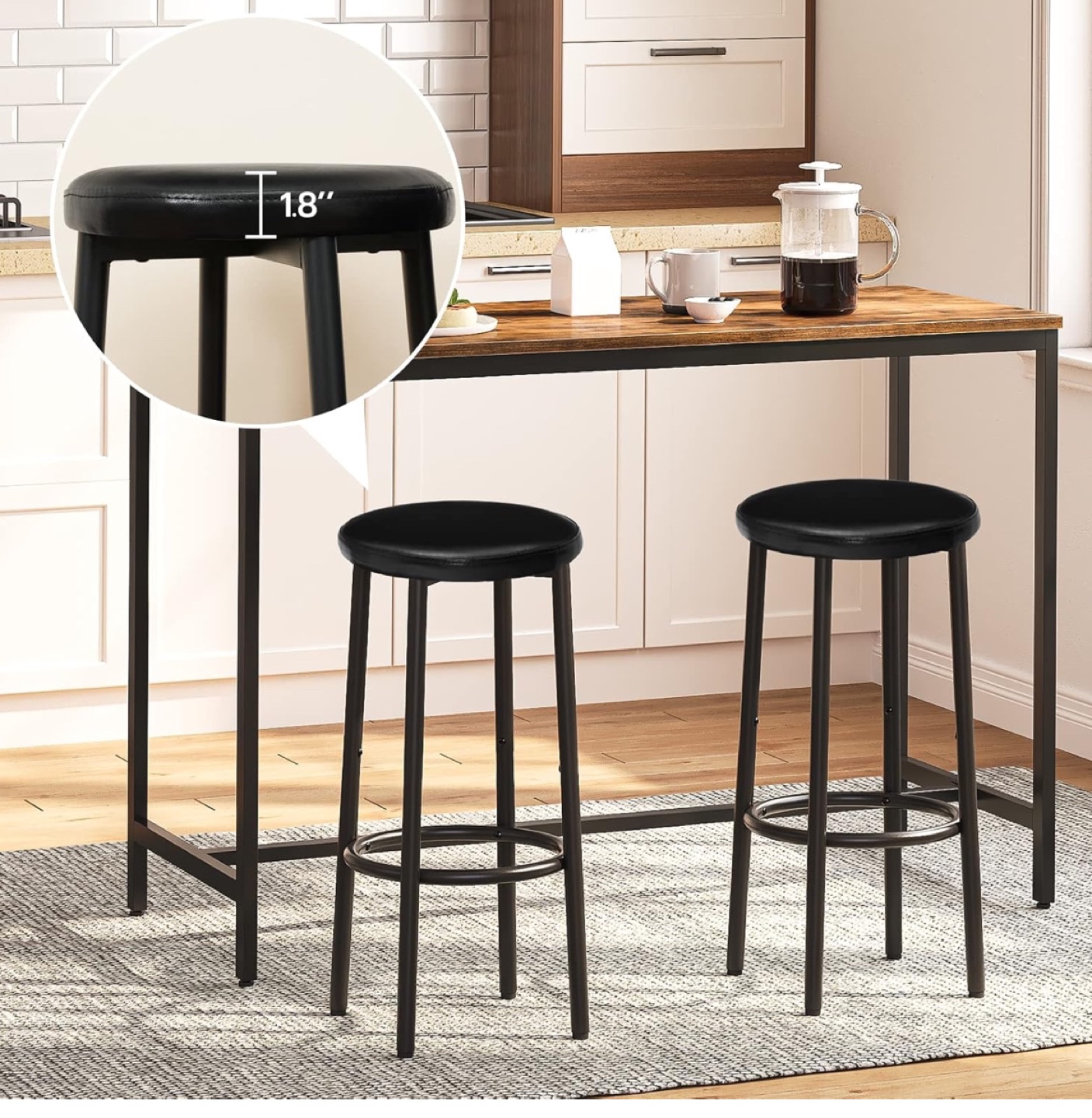 Pair of Black Metal Counter Height Stools - photo 4