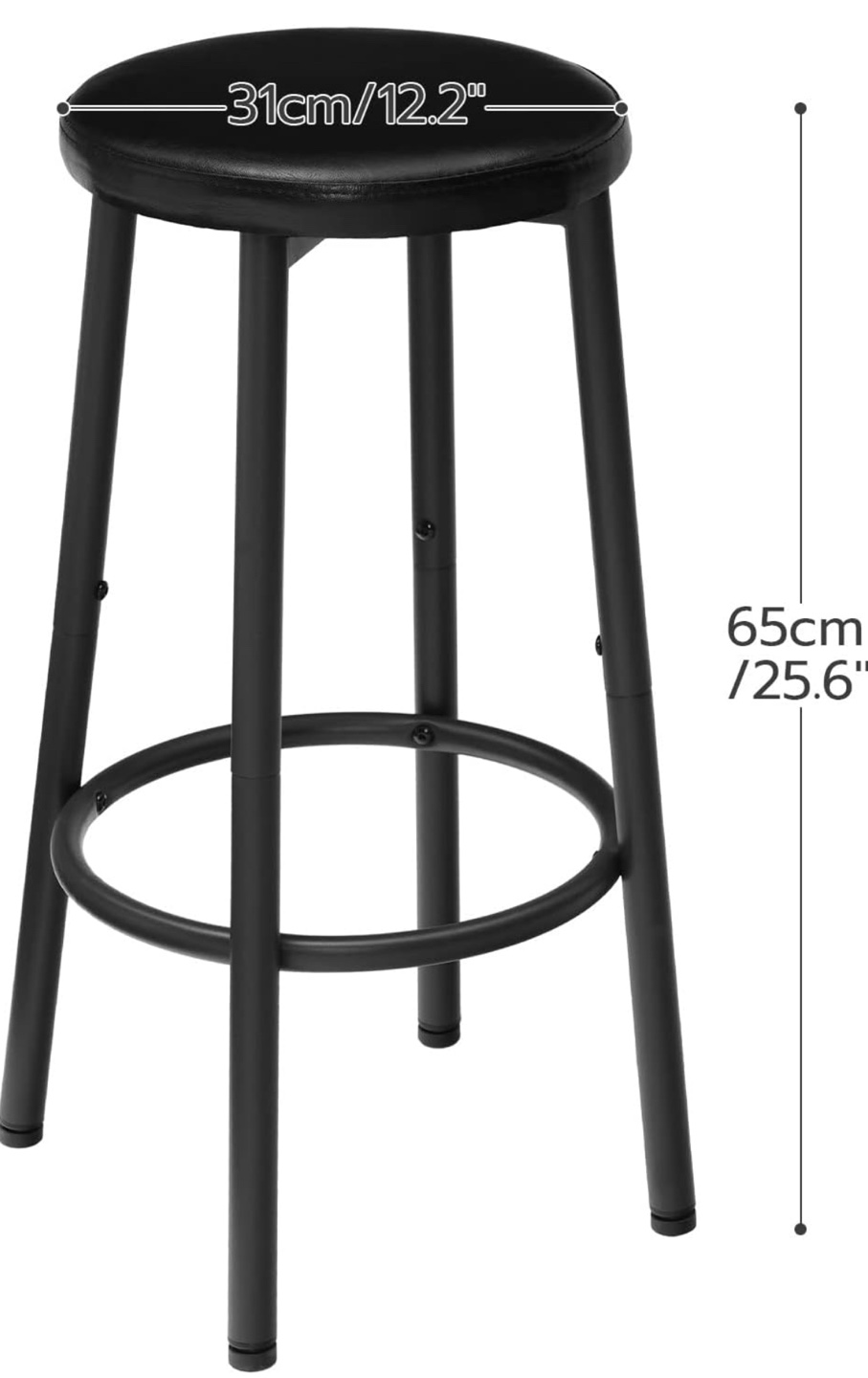 Pair of Black Metal Counter Height Stools - photo 3