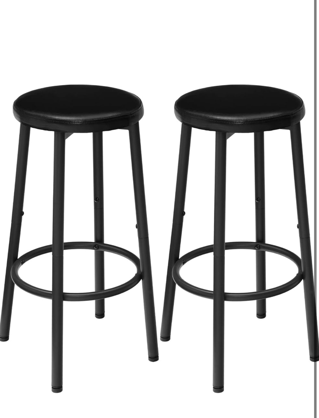 Pair of Black Metal Counter Height Stools