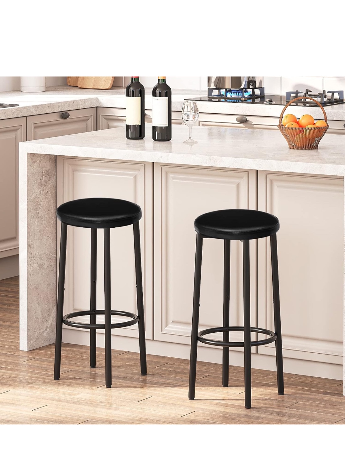 Pair of Black Metal Counter Height Stools - photo 2