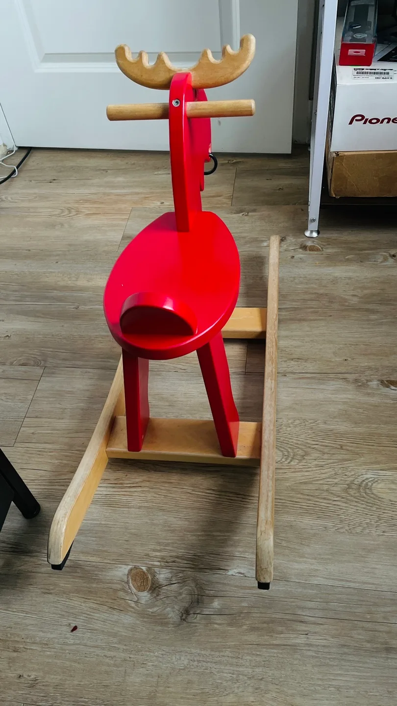 Red Wooden Moose Rocking Horse Toy image indicator(2)