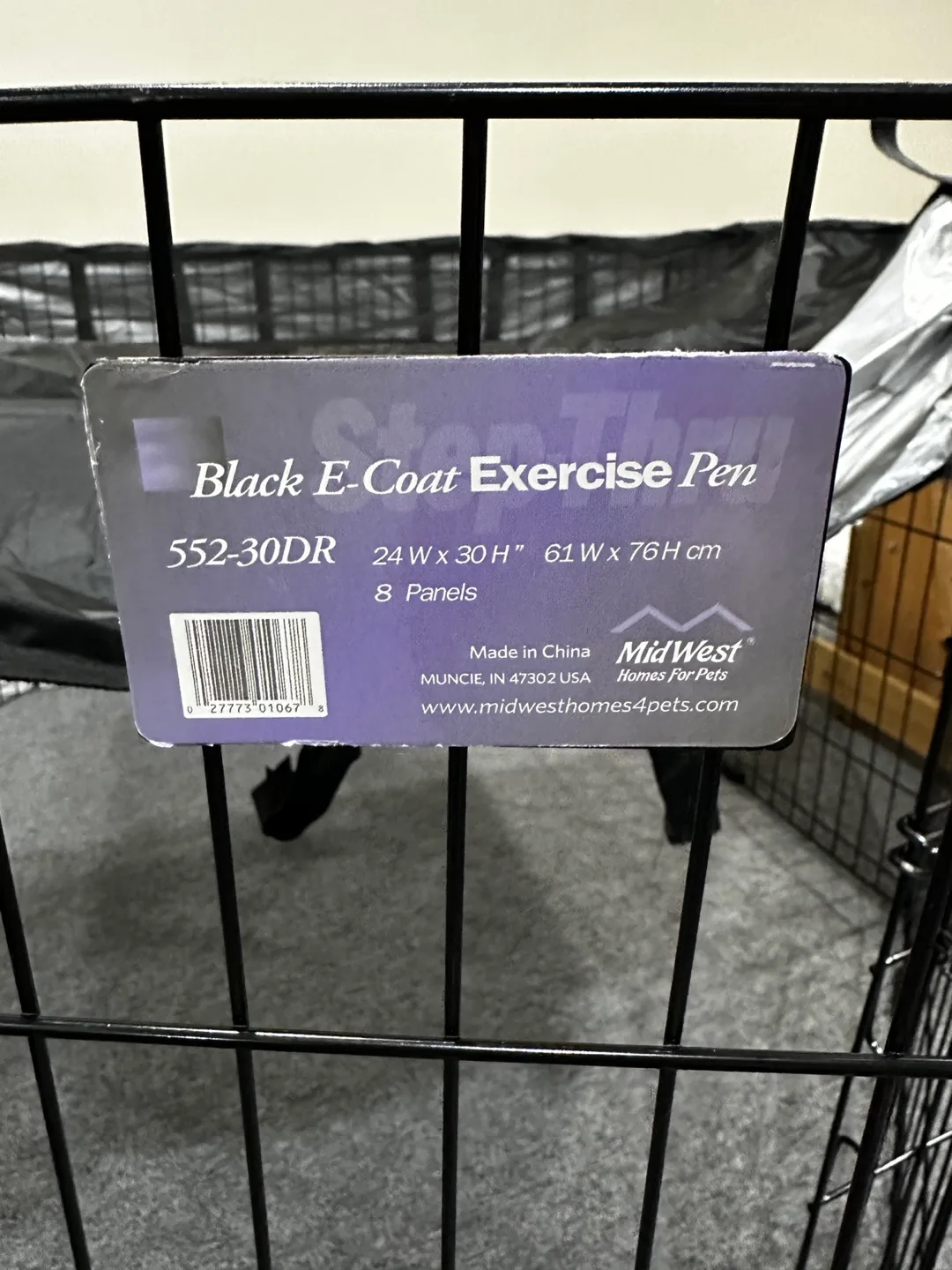 Black E-Coat Exercise Pen for pets with Cover image indicator(6)