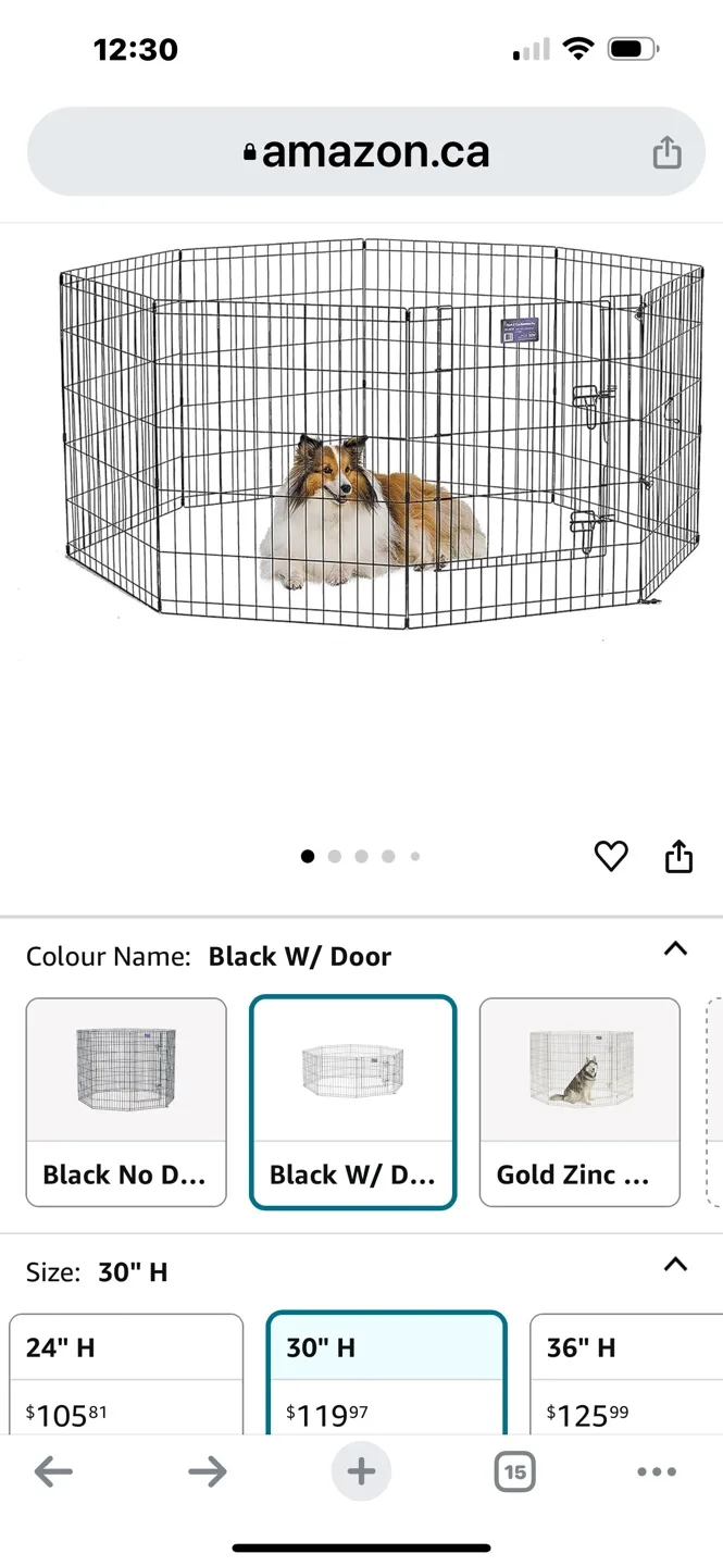 Black E-Coat Exercise Pen for pets with Cover image indicator(7)