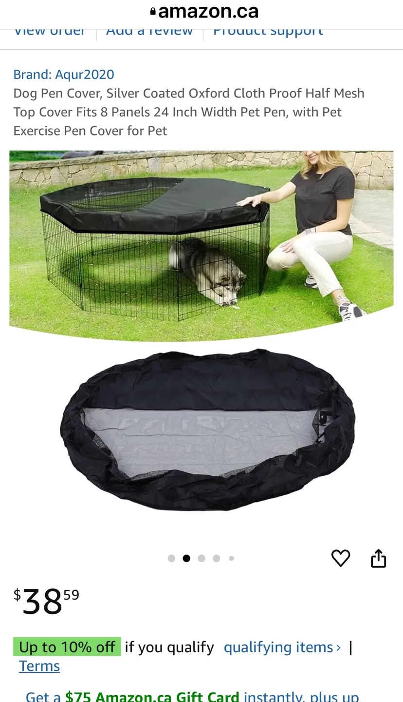 Black E-Coat Exercise Pen for pets with Cover image indicator(9)
