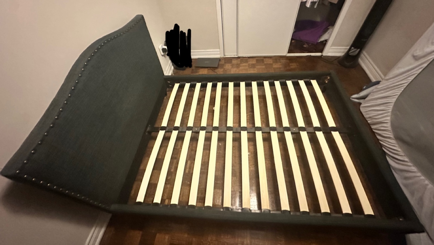Structube - Full Size Upholstered Bed Frame with Slatted Base - photo 3