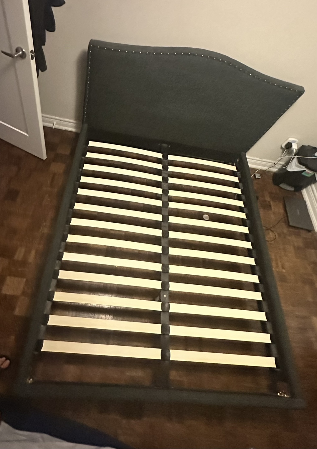 Structube - Full Size Upholstered Bed Frame with Slatted Base - photo 2