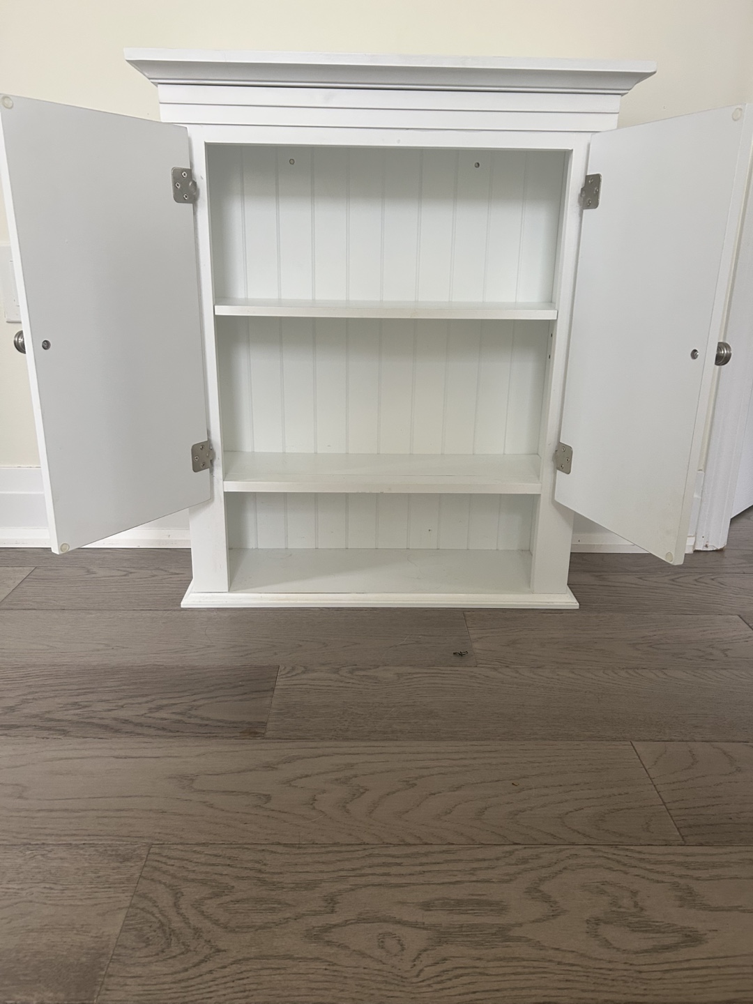 White Wooden Wall Cabinet with Shelves